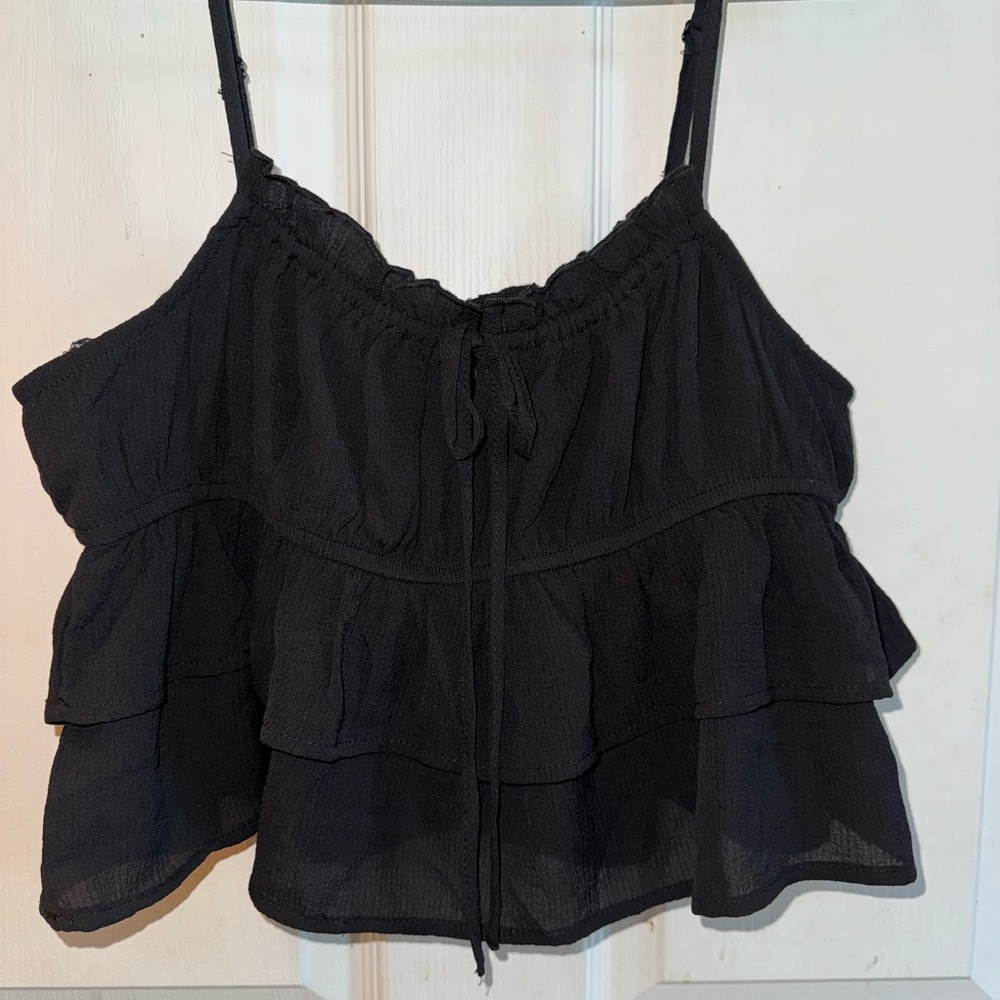 Target Black Ruffled crop top